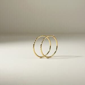 Jewelry Solid 14k Yellow Italian Gold Geometric Design Hoops 27.4mm Diameter